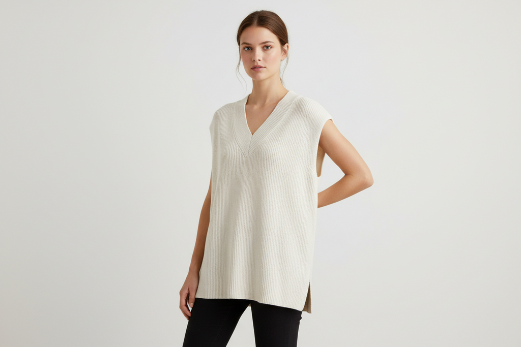 GILET BIANCO SCOLLO V VICOLO