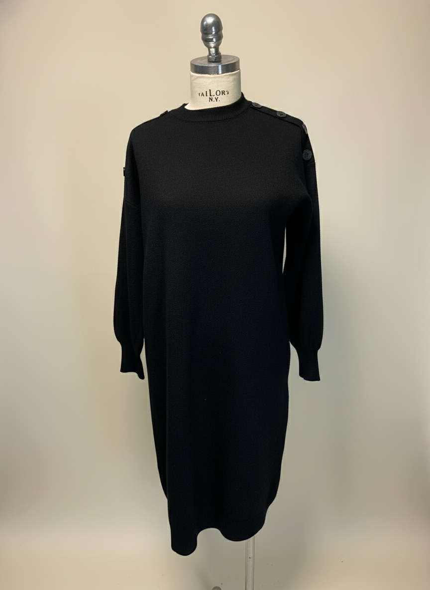 Abito lana  over e bottoni  nero Lineaelle