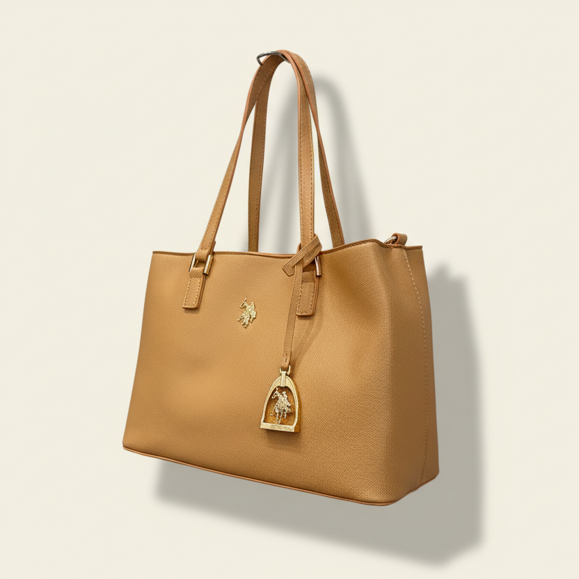 US POLO BORSA JONES DOUBLE HANDLE CAMEL