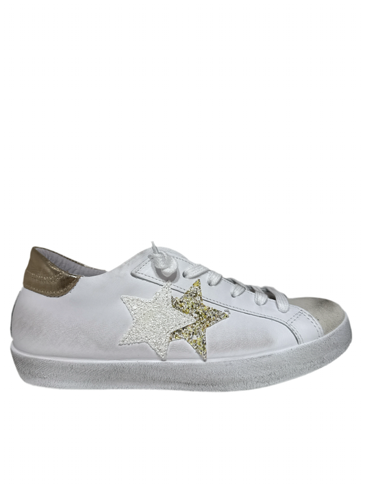 Sneakers donna pelle bianca used oro 2star