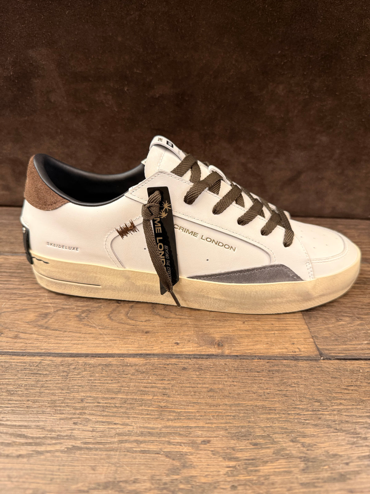 CRIME LONDON SK8 DELUXE BIANCO DETT.GRIGIO  TOP T.MORO UOMO (Copia)