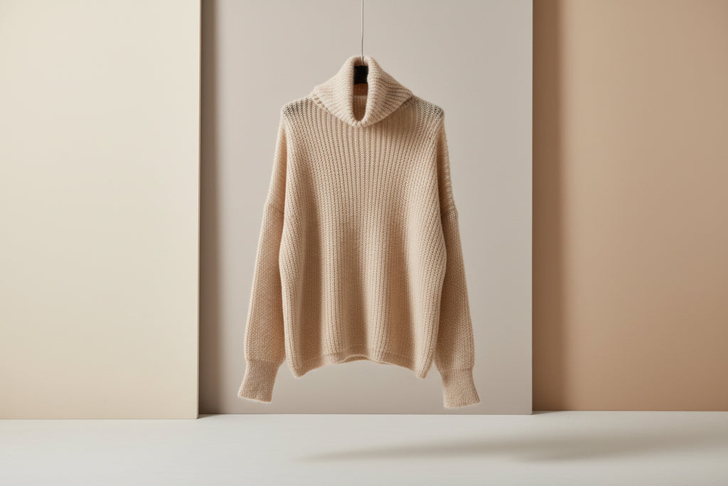 maglia  collo alto ecru lineaelle