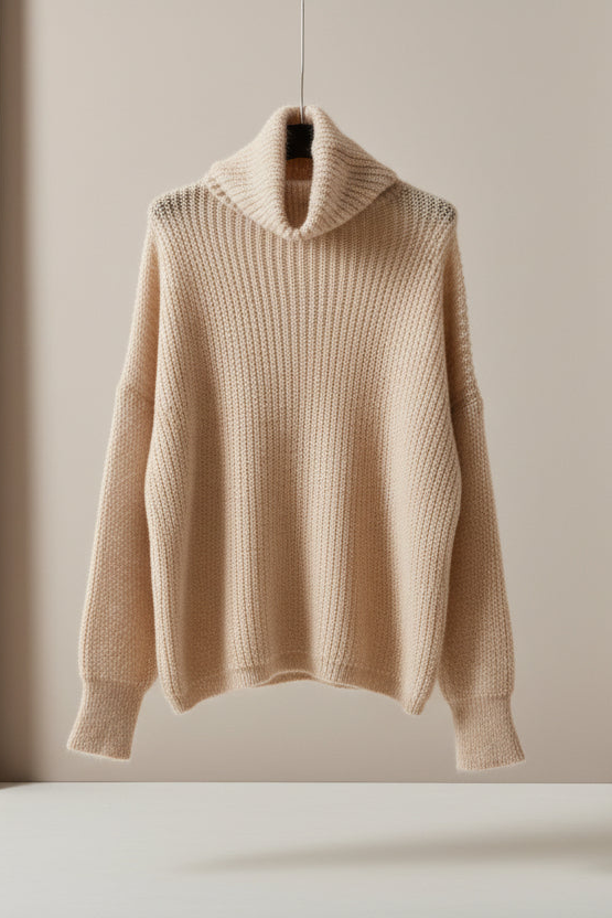 maglia  collo alto ecru lineaelle