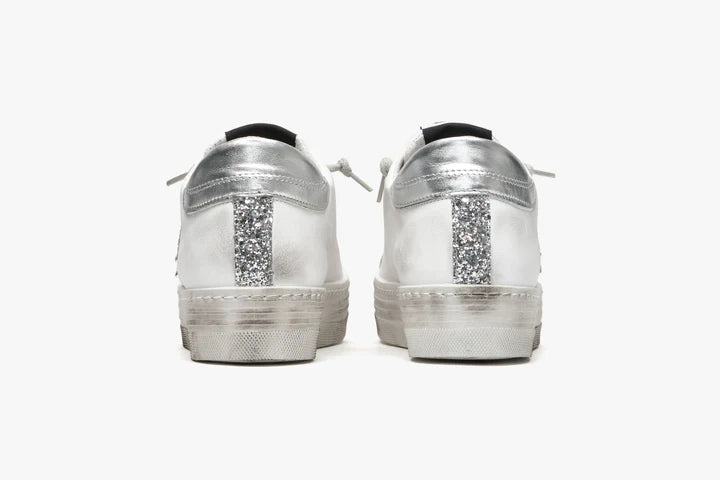 Sneakers Donna PLATFORM - BIANCA DETTAGLI GLITTER ARGENTO - 2STAR