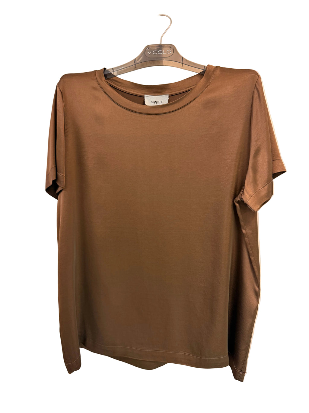 VICOLO T-SHIRT IN RASO MARRONE