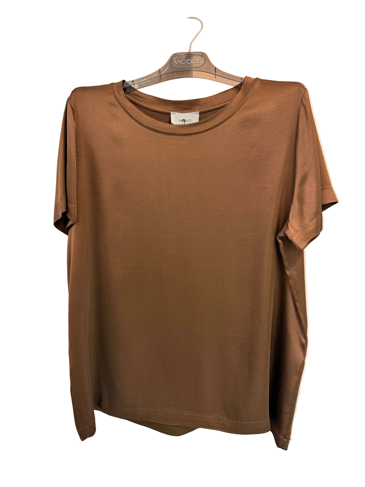 VICOLO T-SHIRT IN RASO MARRONE