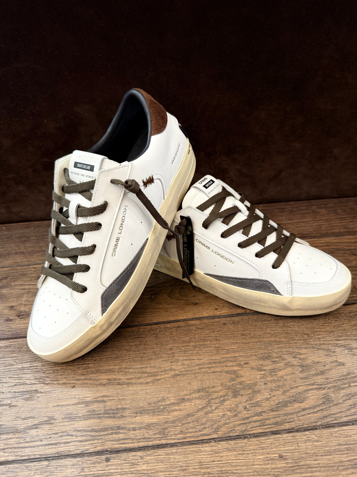 CRIME LONDON SK8 DELUXE BIANCO DETT.GRIGIO  TOP T.MORO UOMO (Copia)