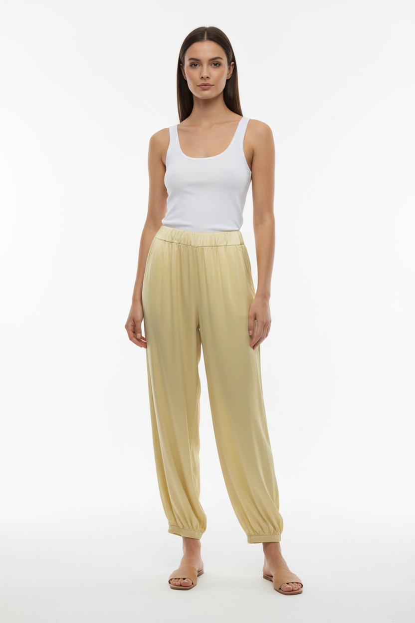 LINEAELLE PANTALONE CARGO RASO VISCOSA GIALLO 14773