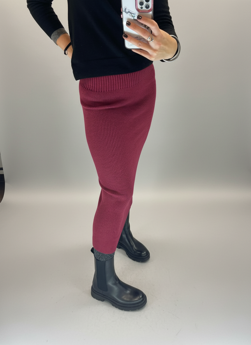 Gonna lunga costina bordeaux LineaElle