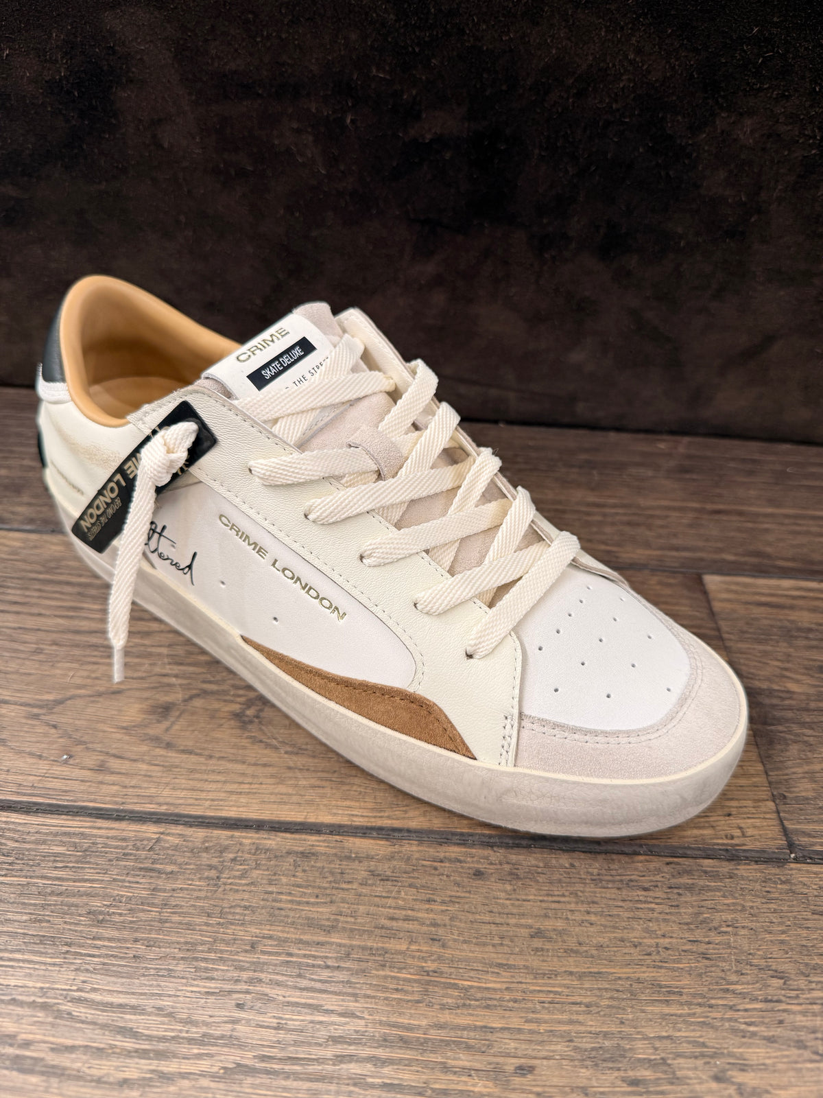 CRIME LONDON SK8 DELUXE BIANCO DETT.CUOIO  TOP NERO UOMO