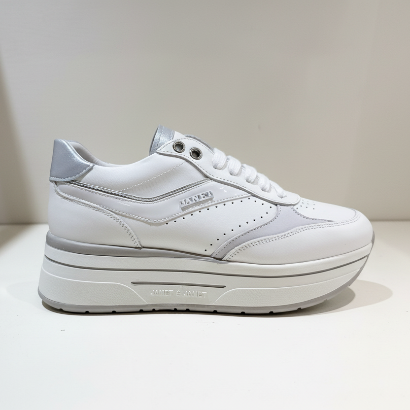 JANET & JANET SNEAKERS WHITE-SILVER J-590 DONNA