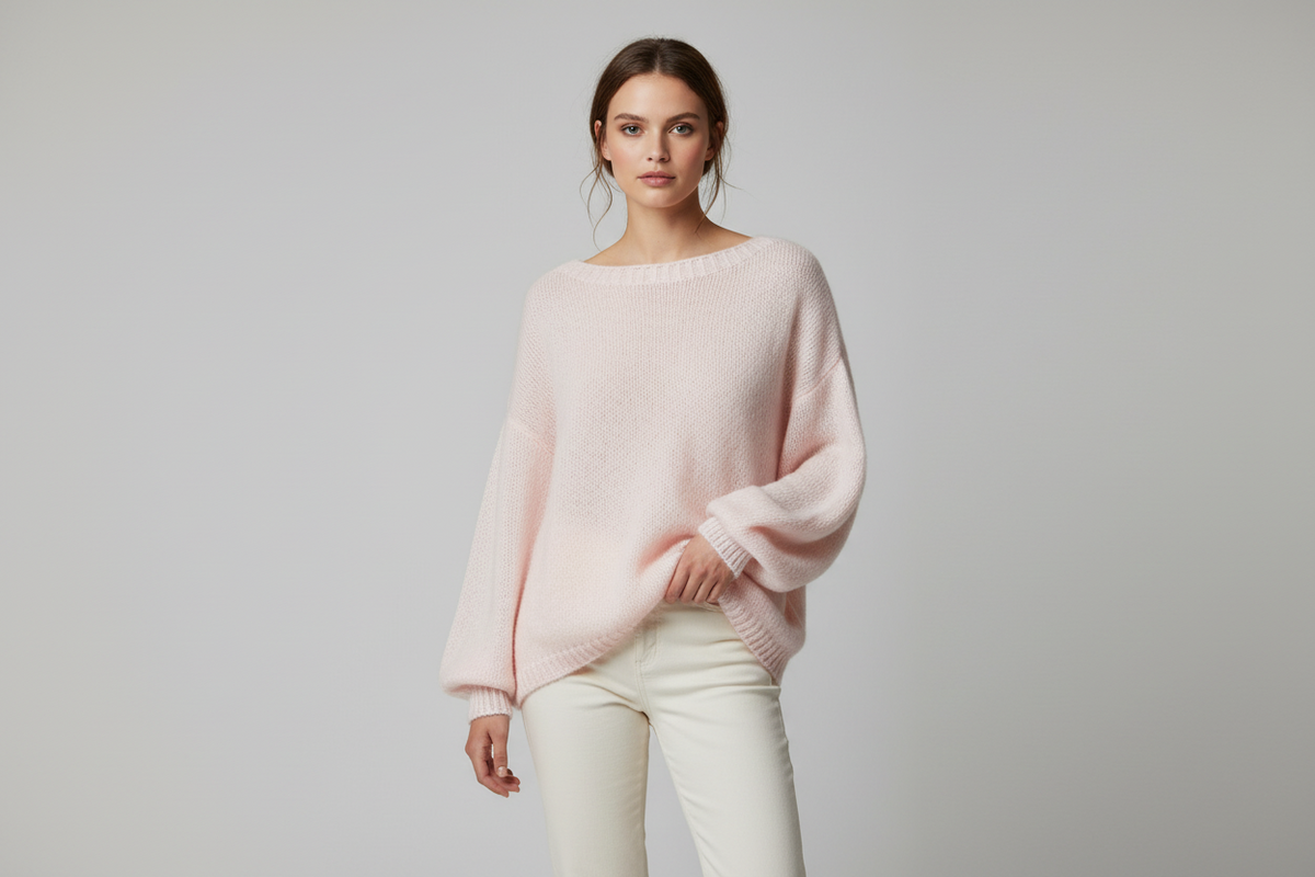 maglia  girocollo rosa lineaelle