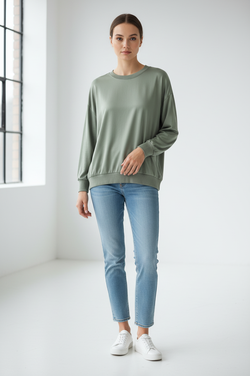 LINEAELLE MAGLIA RASO COLLO BORDO VERDE 13993