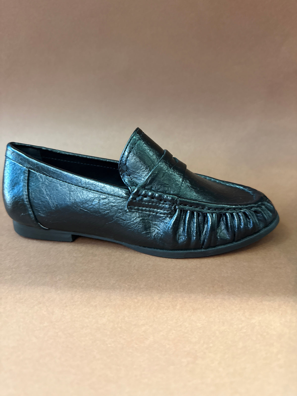 GOLD & GOLD MOCASSINO ARRICCIATO PELLE NERA DONNA