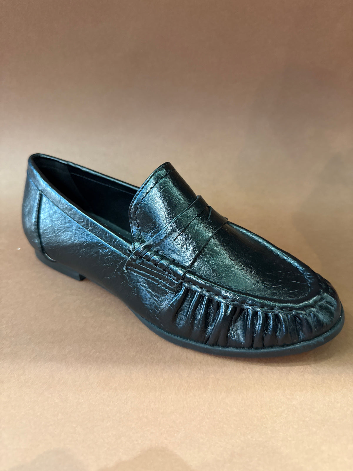 GOLD & GOLD MOCASSINO ARRICCIATO PELLE NERA DONNA