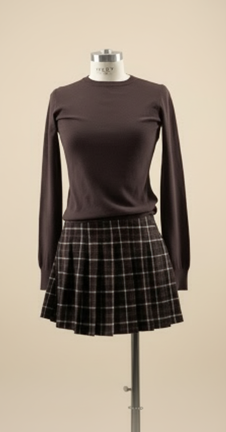 mini gonna quadro marrone Lineaelle