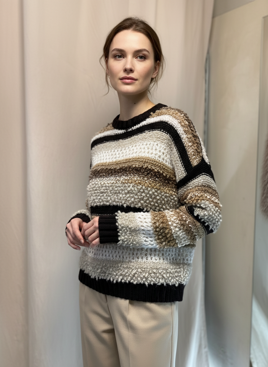 Maglia multi righe marrone Lineaelle