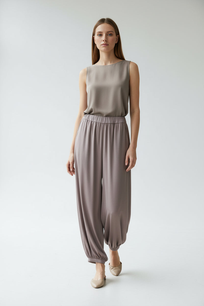 LINEAELLE PANTALONE CARGO RASO VISCOSA TORTORA 14773