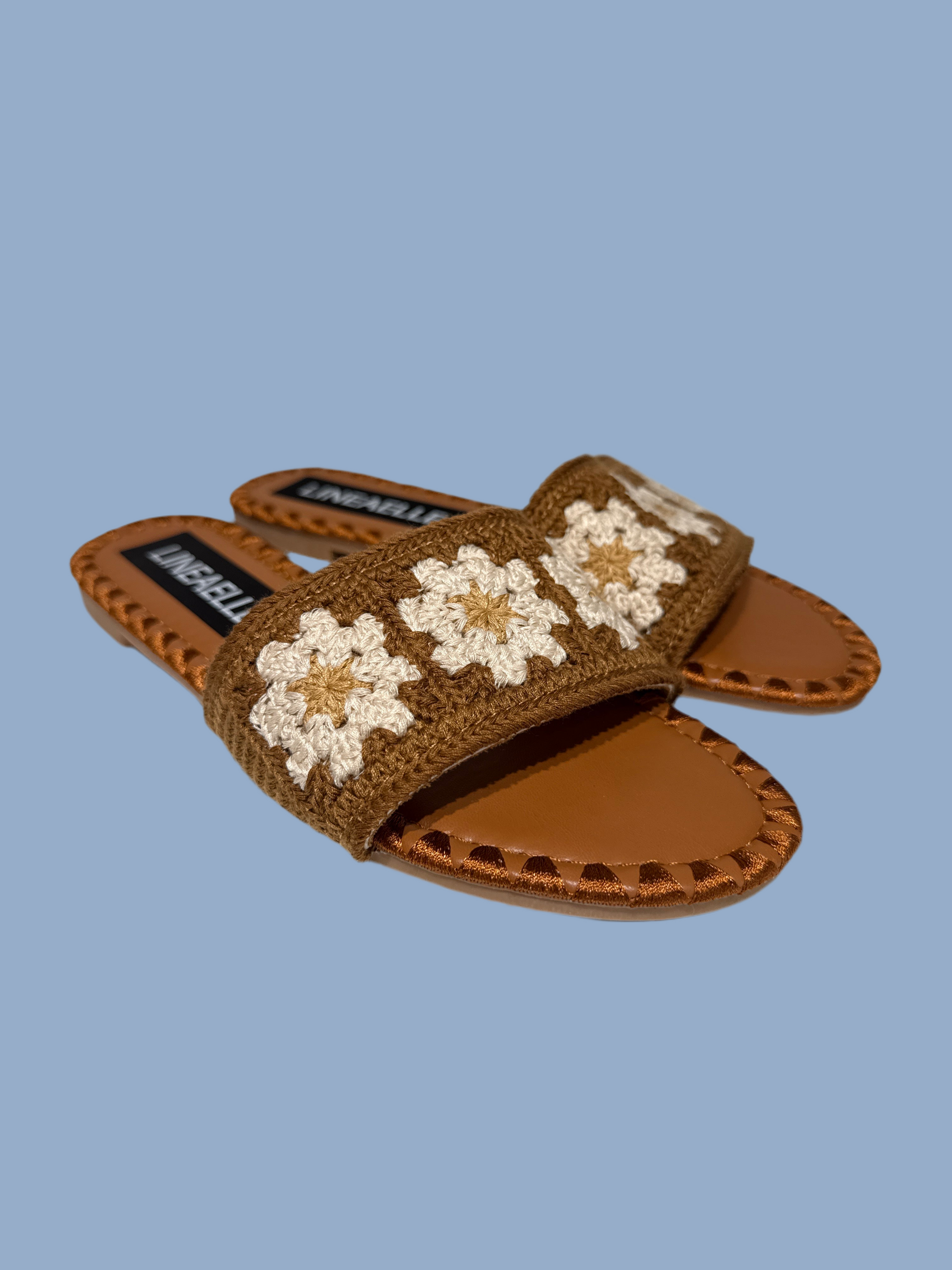 Ciabattine crochet camel Lineaelle