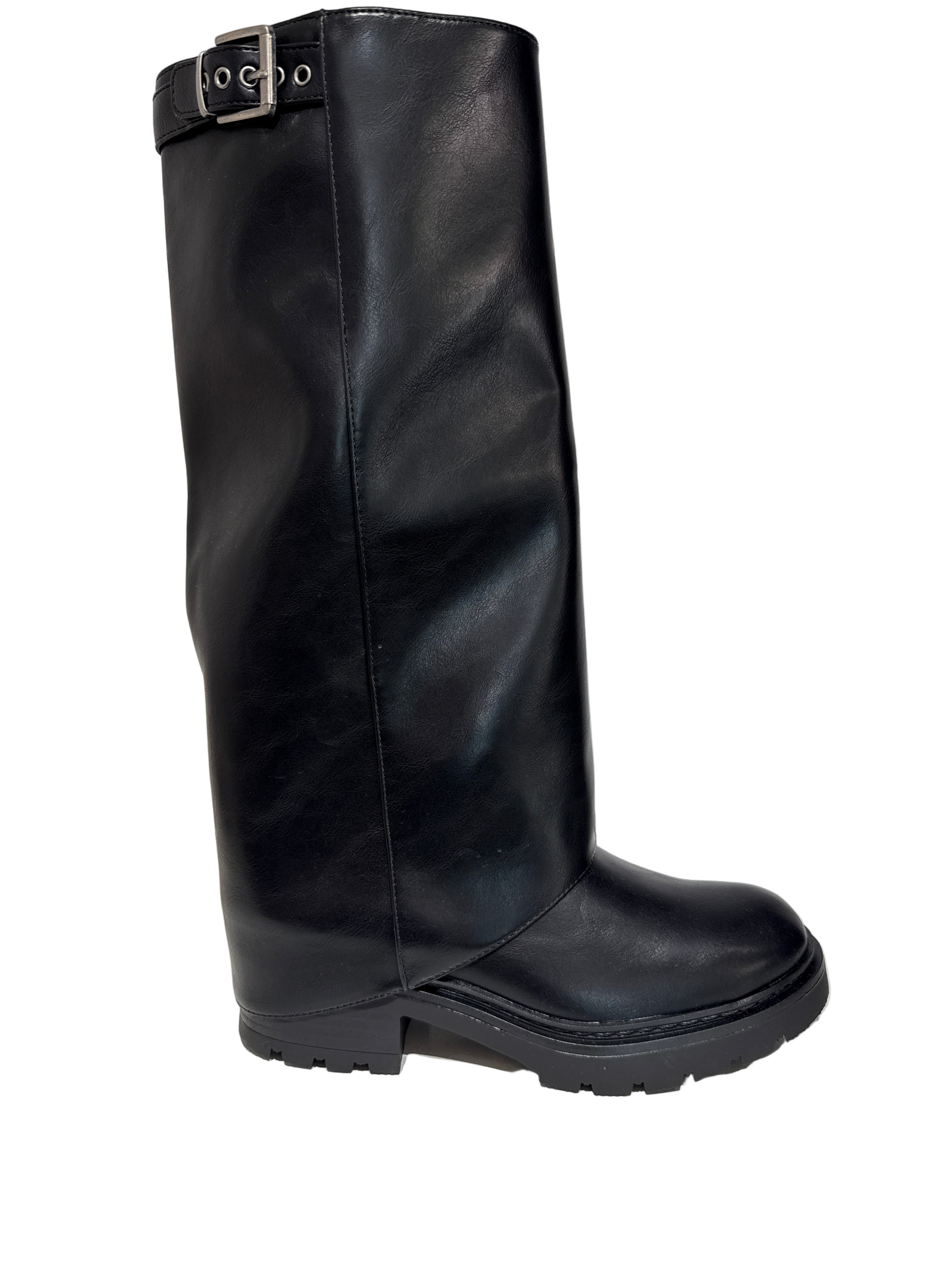 Stivale biker 1 fibbia risvolta nero Lineaelle