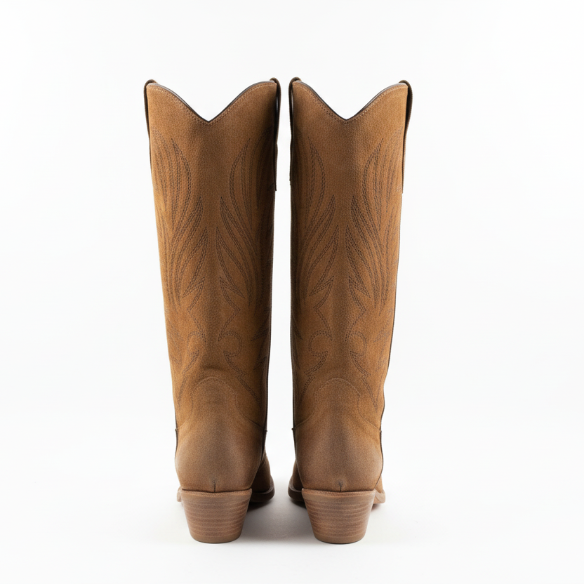 Texano lungo Riccianera CAMOSCIO cuoio