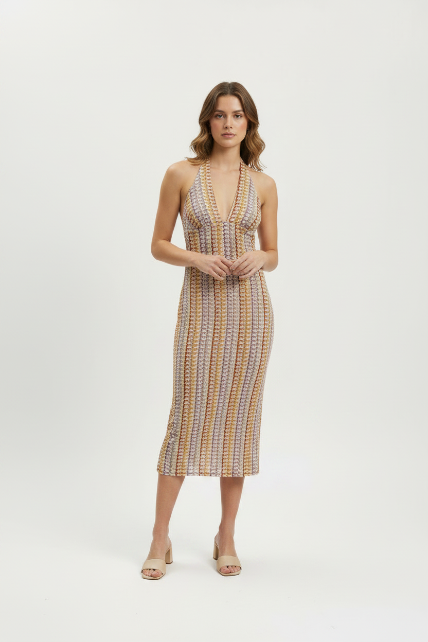 ABITO  CROCHET MULTI BEIGE LINEAELLE (Copia)