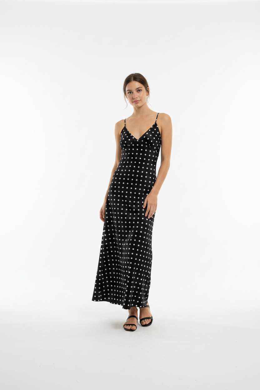 ABITO  POIS NERO LINEAELLE