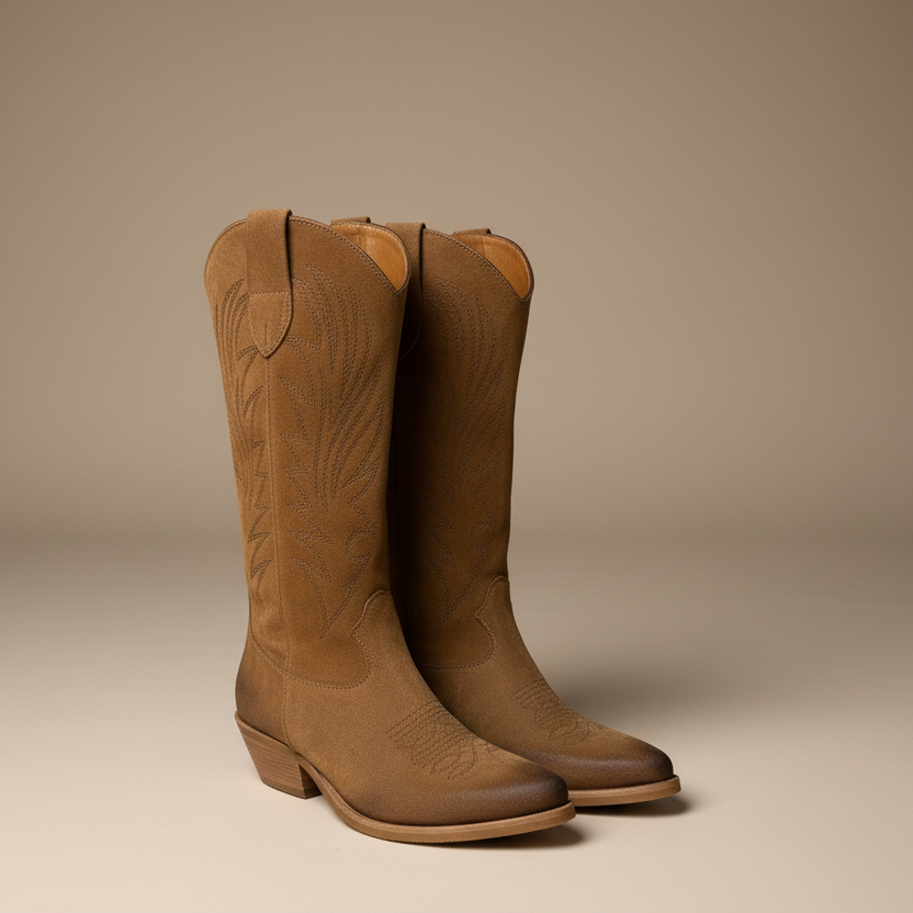 Texano lungo Riccianera CAMOSCIO cuoio