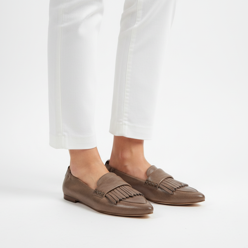 JIUDIT MOCASSINO ARRICCIATO TAUPE  DONNA