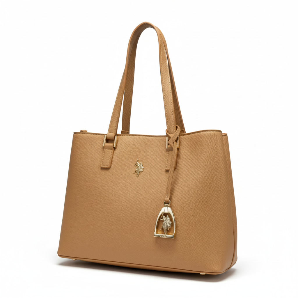 US POLO BORSA JONES DOUBLE HANDLE CAMEL