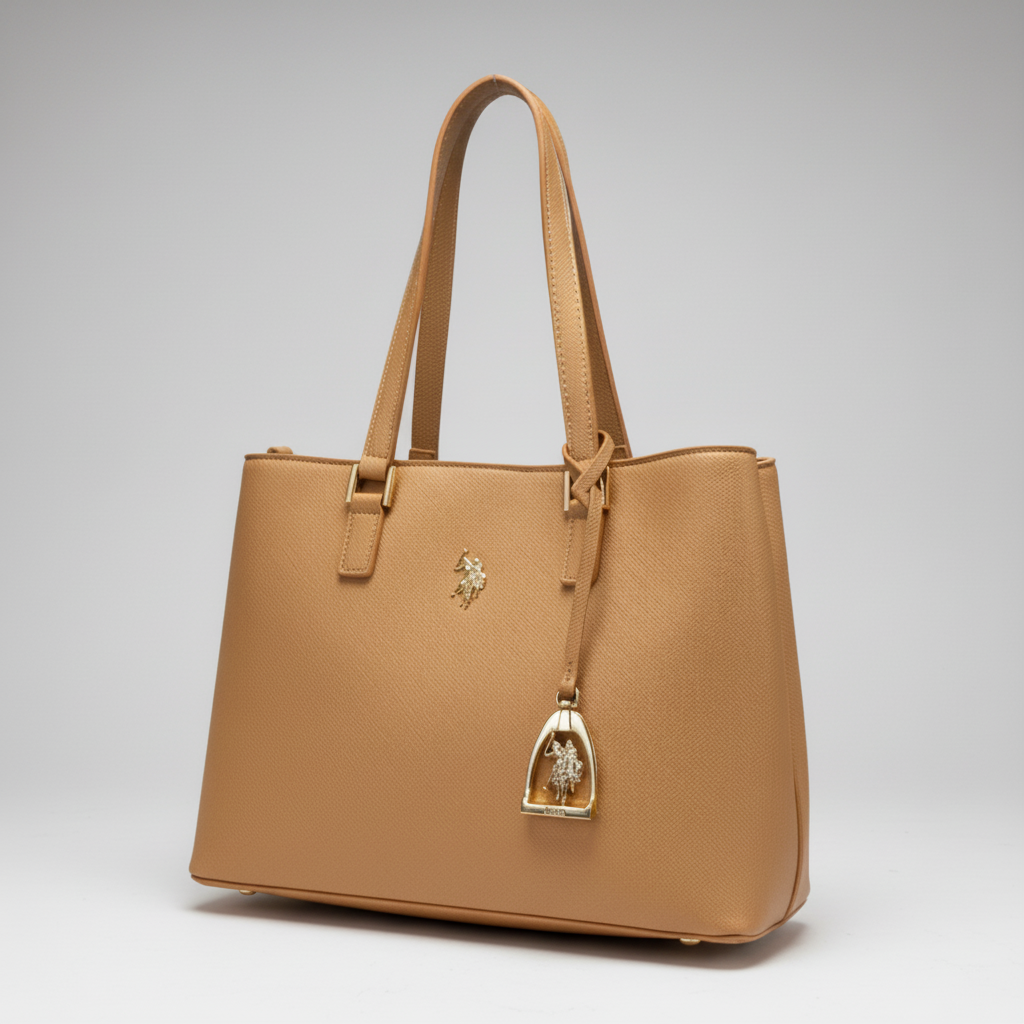 US POLO BORSA JONES DOUBLE HANDLE CAMEL