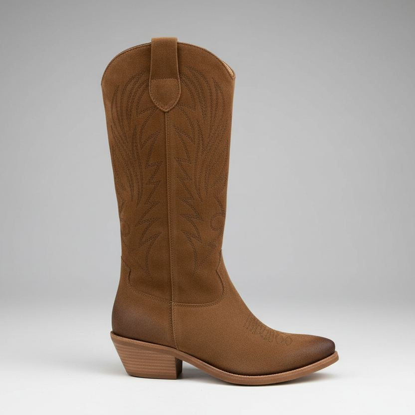 Texano lungo Riccianera CAMOSCIO cuoio