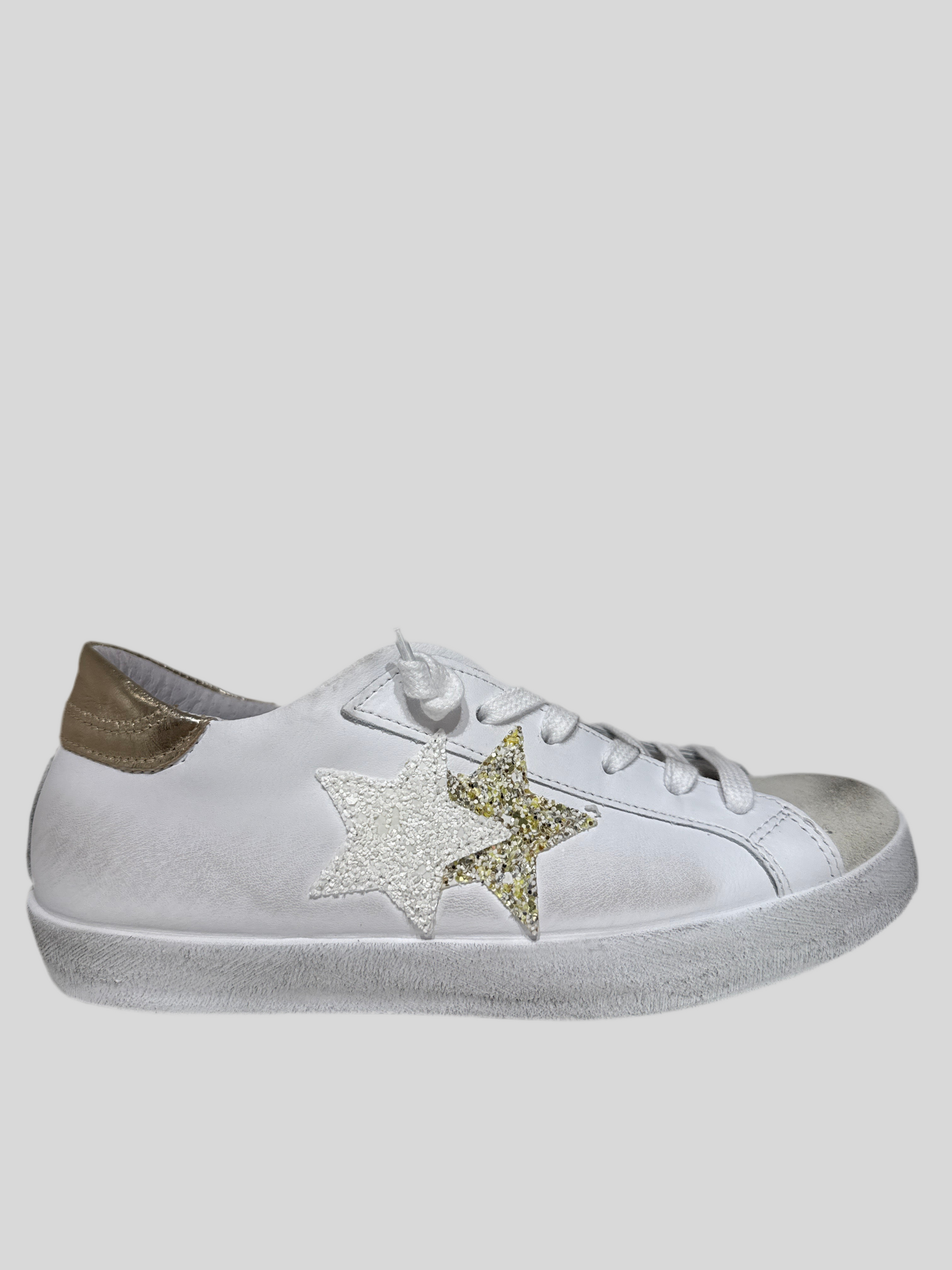 Sneakers donna pelle bianca used oro 2star
