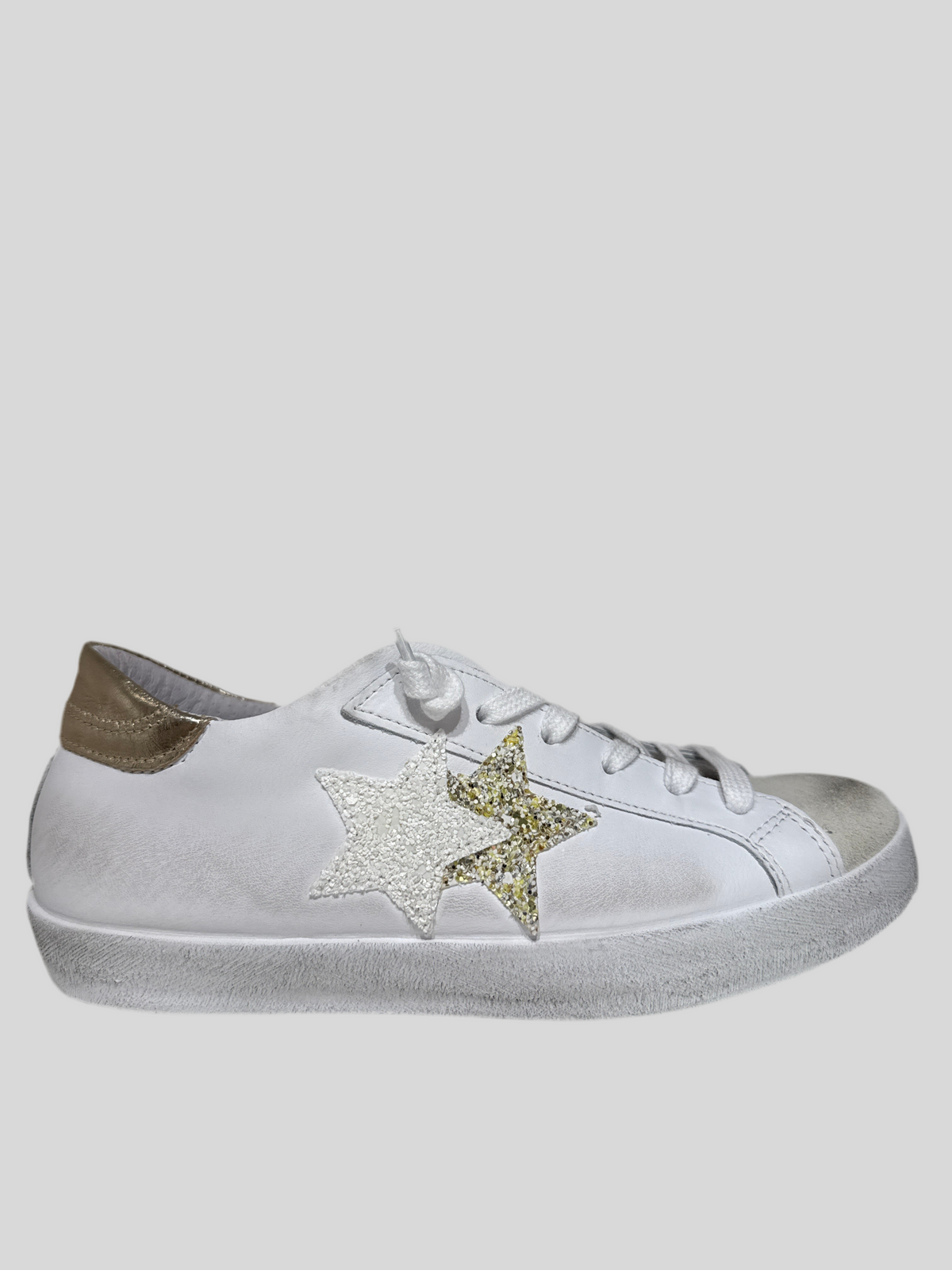 Sneakers donna pelle bianca used oro 2star