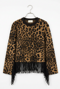 VICOLO MAGLIA BOMBER ANIMALIER FRANGE