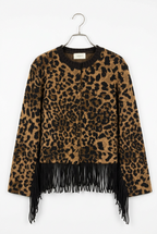 VICOLO MAGLIA BOMBER ANIMALIER FRANGE