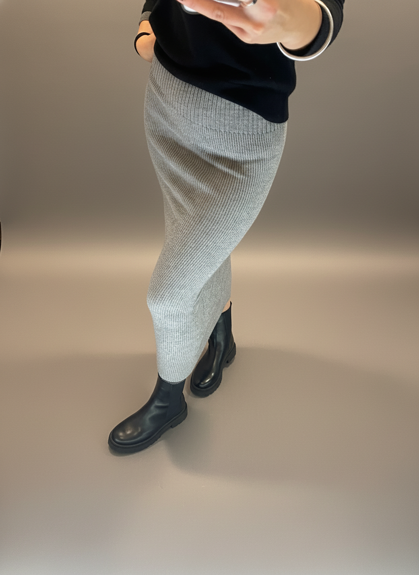 Gonna lunga costina grigia LineaElle