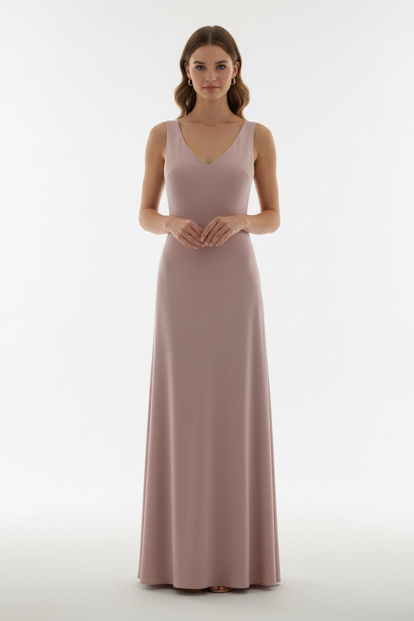 VESTITO LUNGO SETA ROSA ANTICO