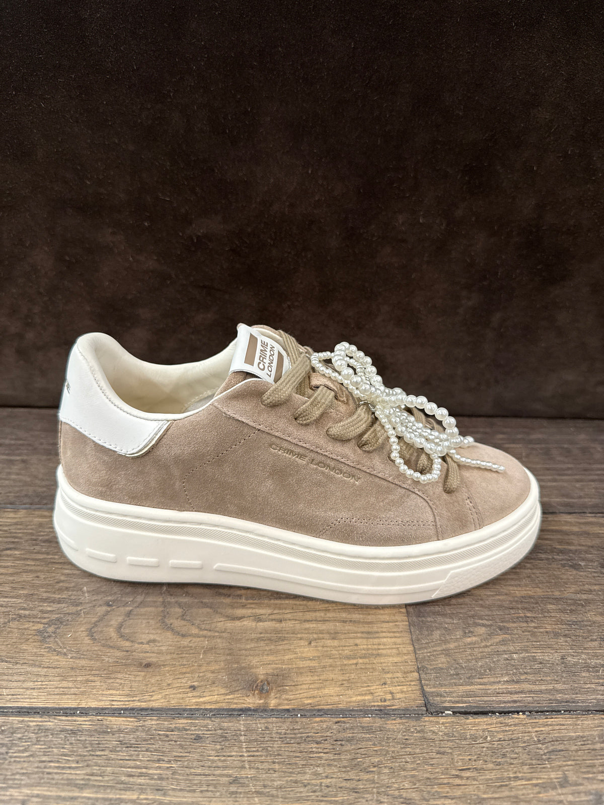 CRIME LONDON NEW ELEVATE CAMOSCIO TAUPE PERLINE DONNA