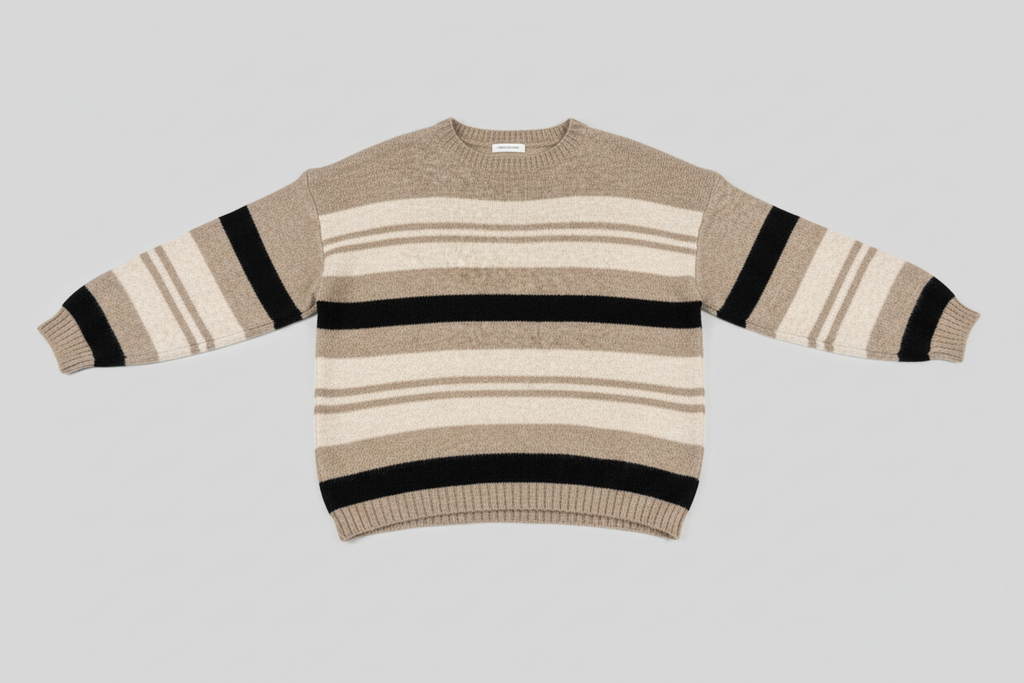maglia righe beige nera lineaelle