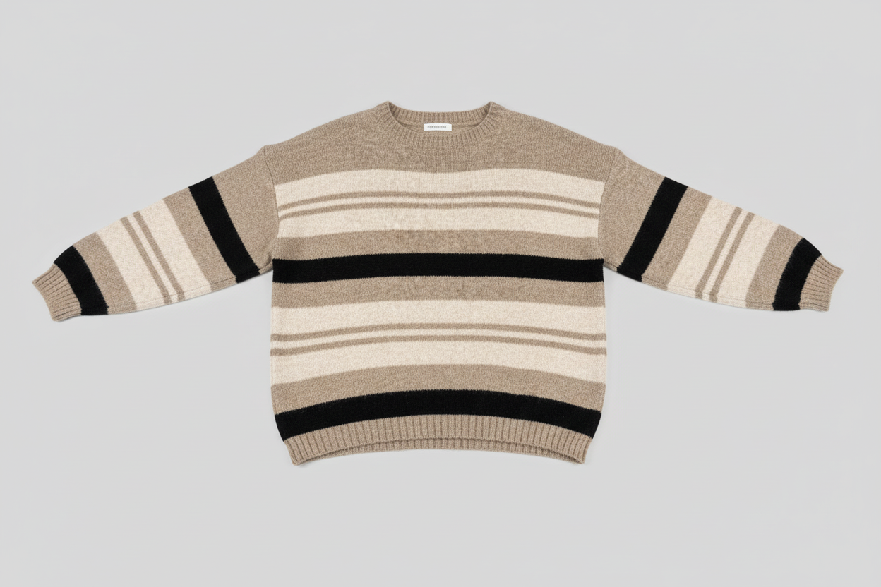 maglia righe beige nera lineaelle