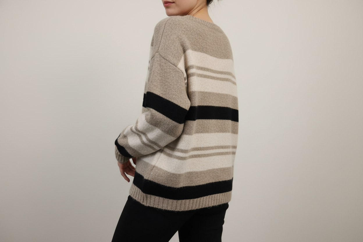 maglia righe beige nera lineaelle