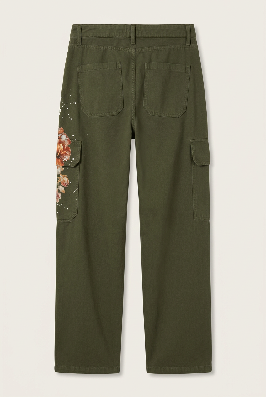 SUSYMIX PANTALONE MILITARE FLOREALE