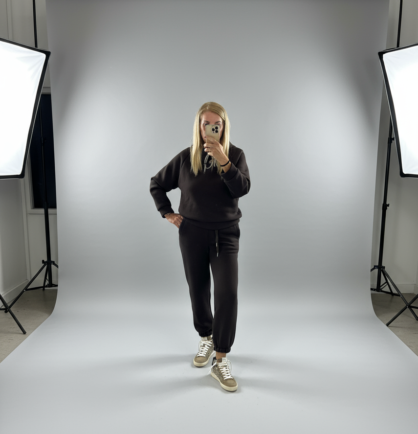 completo felpa cappuccio marrone luisa lineaelle (Copia)