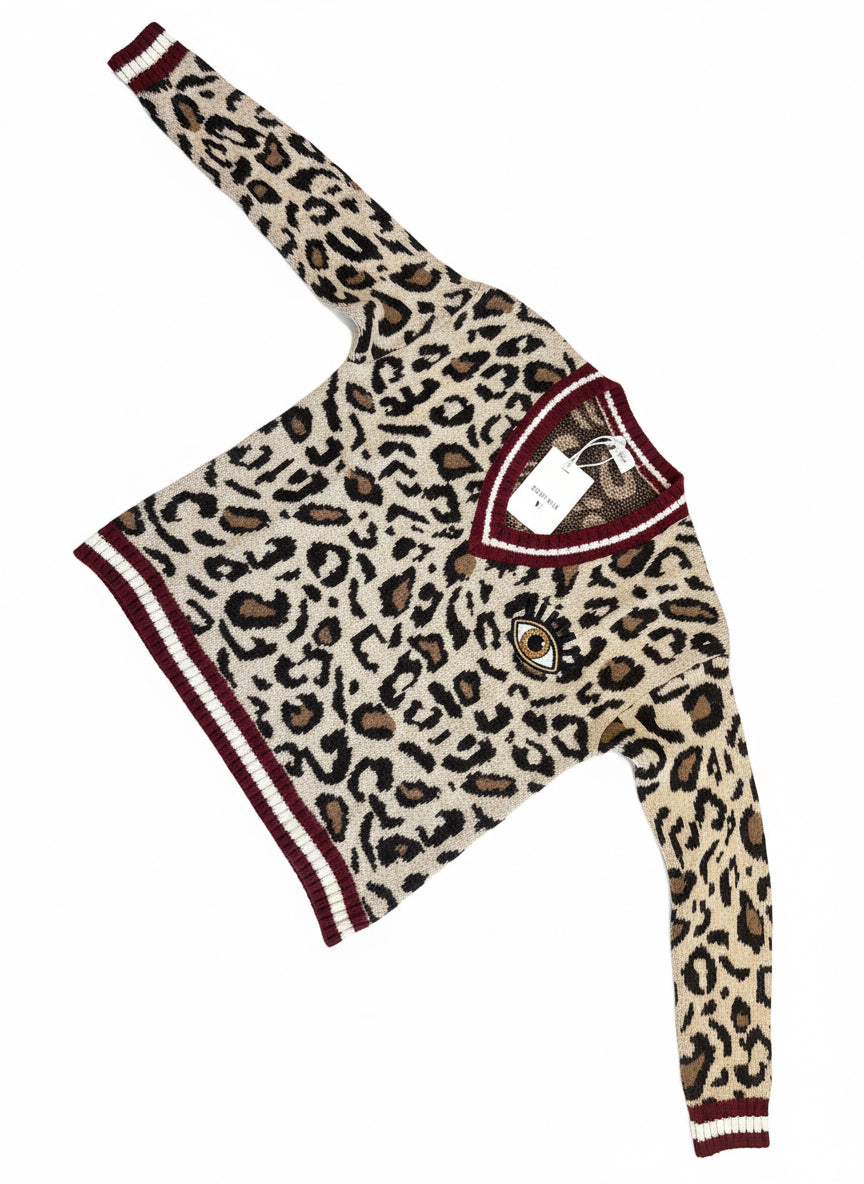 Maglia scollo a V cammello Susymix
