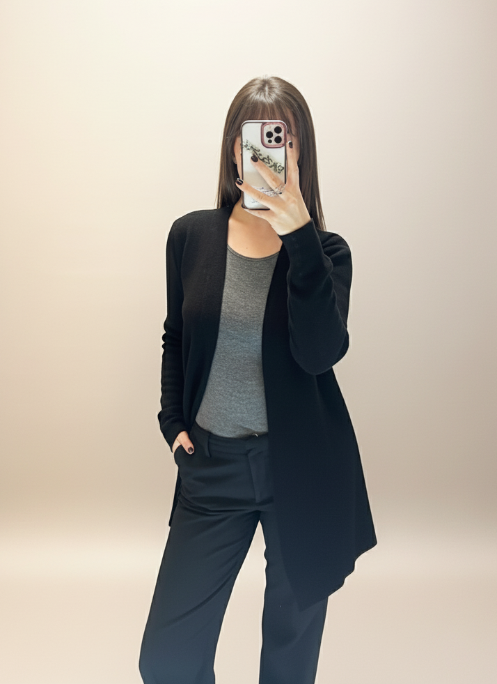 Cardigan basic nero LineaElle
