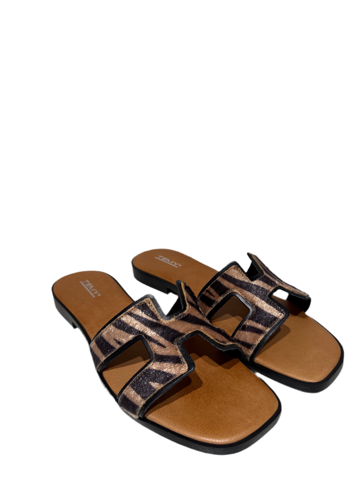 Temy ciabattina bassa fascia 7887 cavallino zebra donna