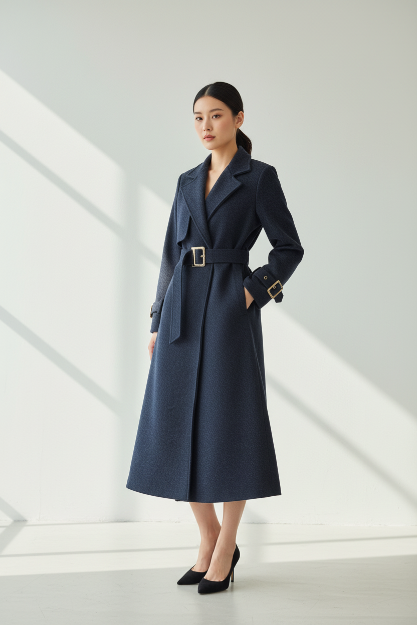 Cappotto panno blu polvere Lineaelle