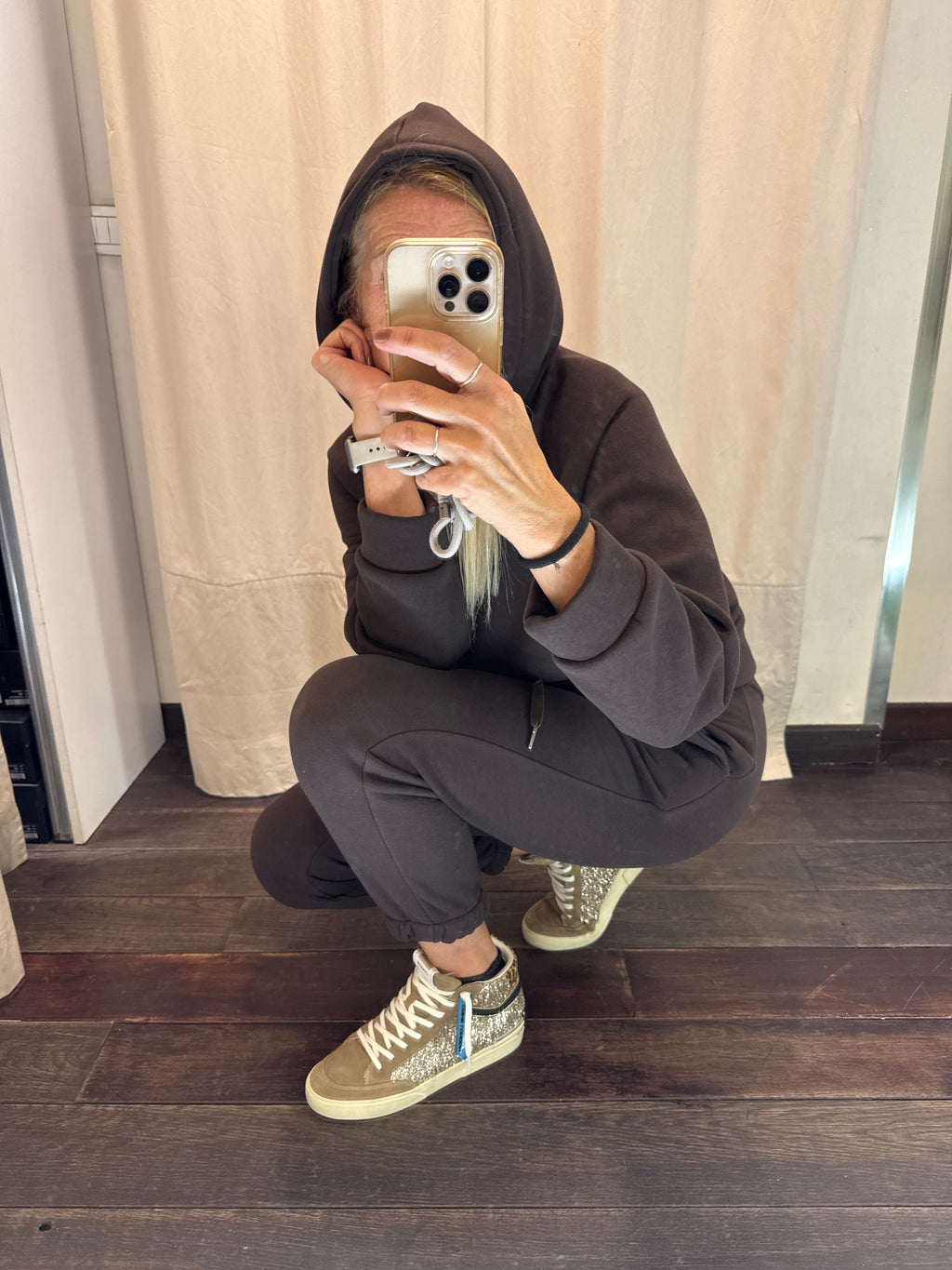 completo felpa cappuccio marrone luisa lineaelle (Copia)