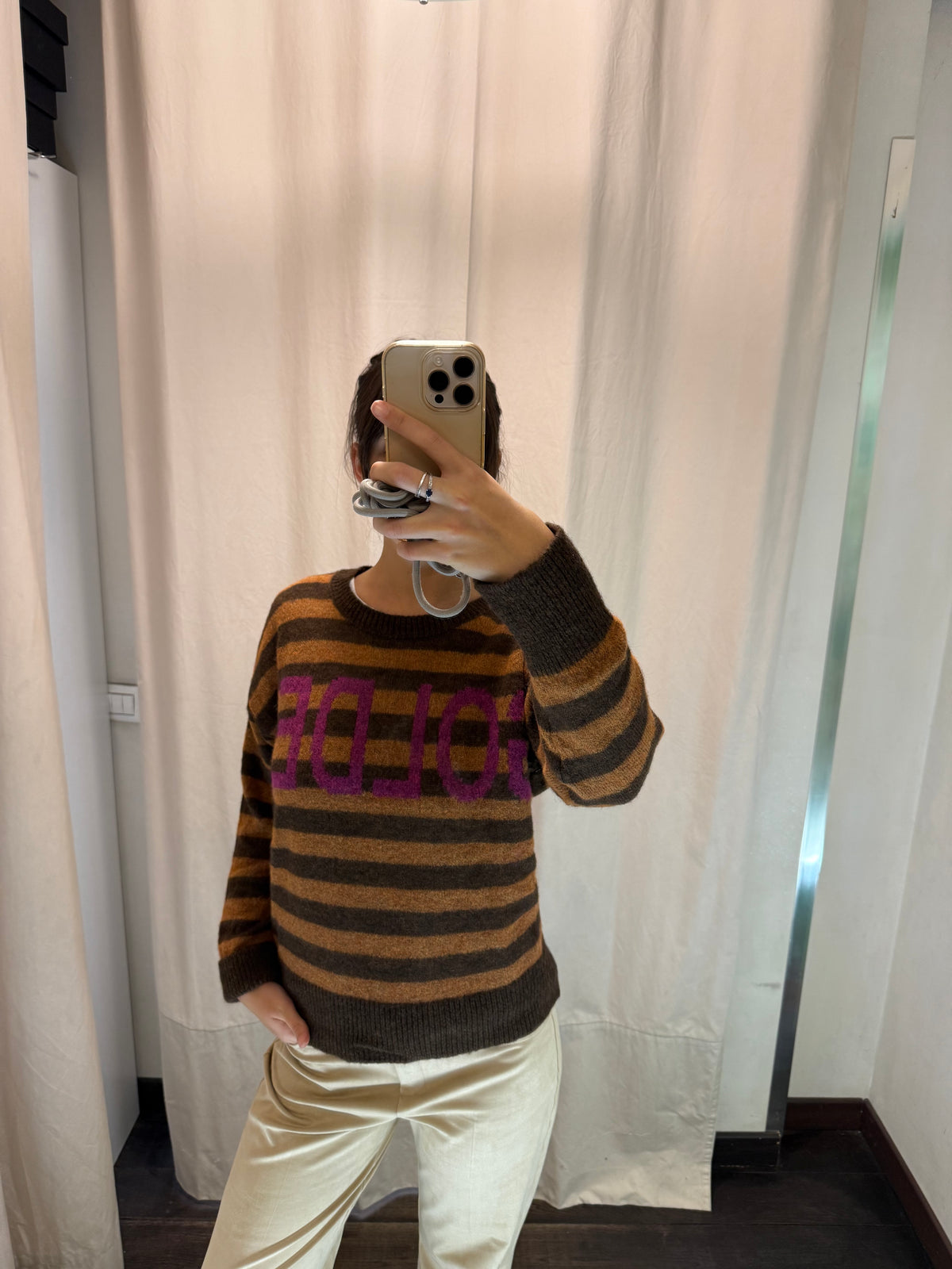 Maglia rigata marrone 251171